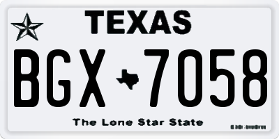 TX license plate BGX7058
