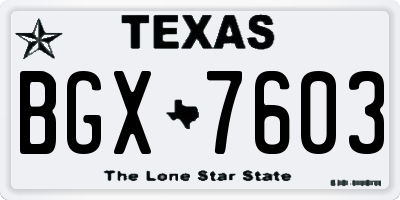 TX license plate BGX7603