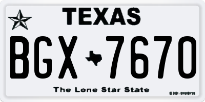 TX license plate BGX7670