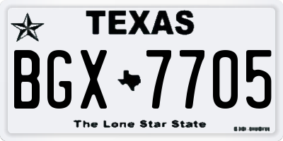 TX license plate BGX7705