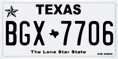 TX license plate BGX7706