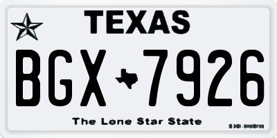 TX license plate BGX7926