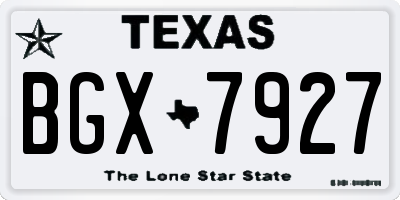 TX license plate BGX7927