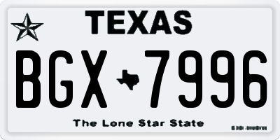 TX license plate BGX7996