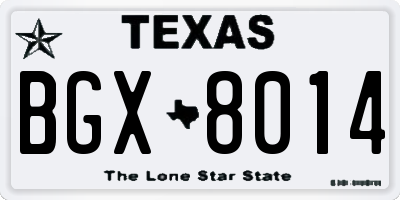 TX license plate BGX8014