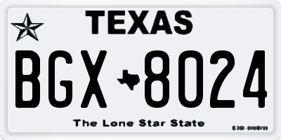 TX license plate BGX8024