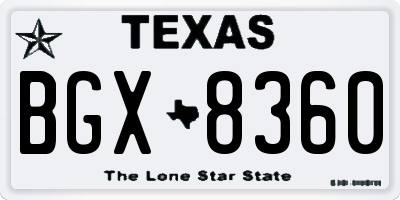 TX license plate BGX8360
