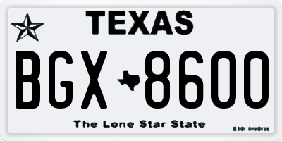 TX license plate BGX8600