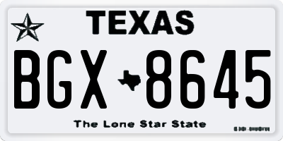 TX license plate BGX8645