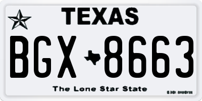 TX license plate BGX8663