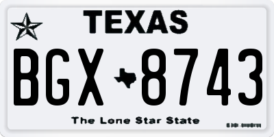 TX license plate BGX8743
