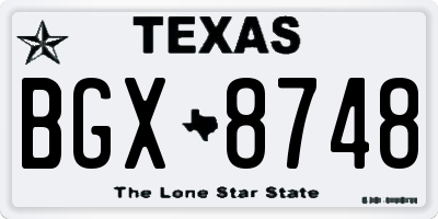 TX license plate BGX8748