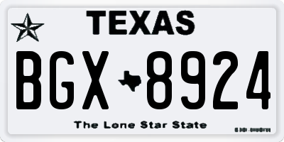 TX license plate BGX8924