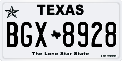 TX license plate BGX8928