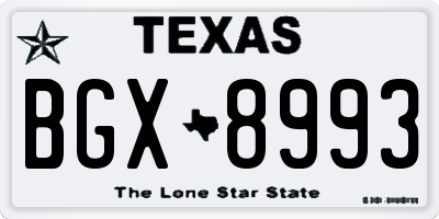 TX license plate BGX8993