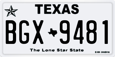TX license plate BGX9481