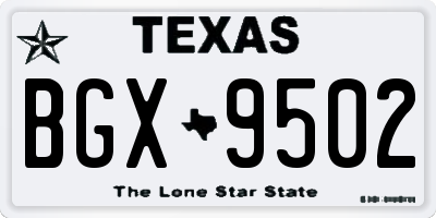 TX license plate BGX9502