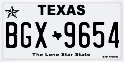 TX license plate BGX9654
