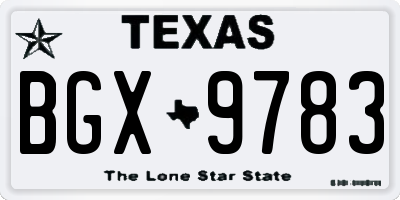TX license plate BGX9783