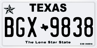 TX license plate BGX9838