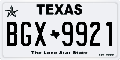 TX license plate BGX9921