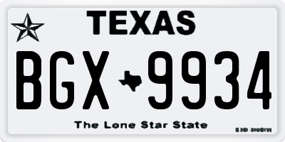 TX license plate BGX9934