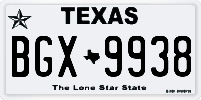 TX license plate BGX9938