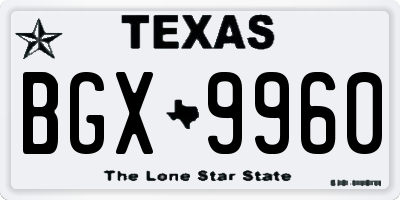 TX license plate BGX9960