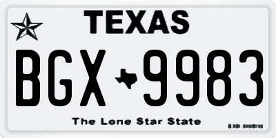 TX license plate BGX9983