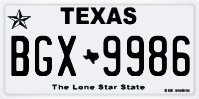 TX license plate BGX9986