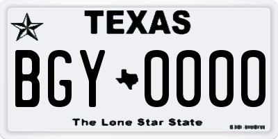 TX license plate BGY0000