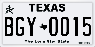 TX license plate BGY0015