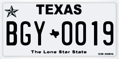 TX license plate BGY0019
