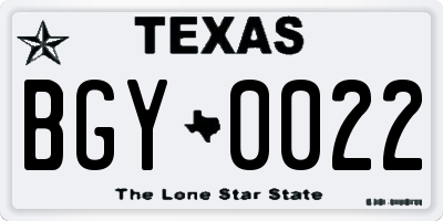 TX license plate BGY0022