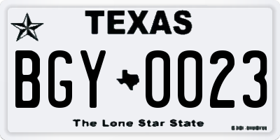TX license plate BGY0023