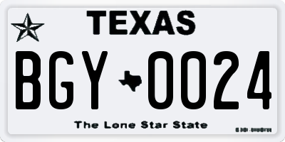 TX license plate BGY0024