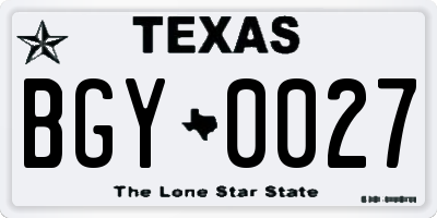 TX license plate BGY0027