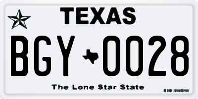 TX license plate BGY0028