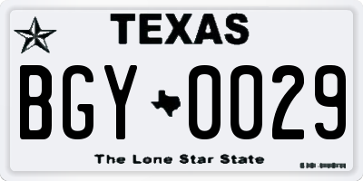 TX license plate BGY0029
