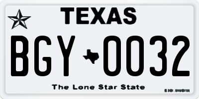 TX license plate BGY0032