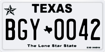 TX license plate BGY0042