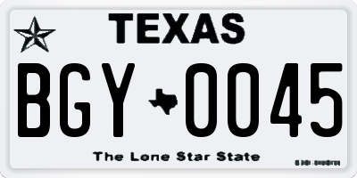 TX license plate BGY0045