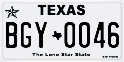 TX license plate BGY0046