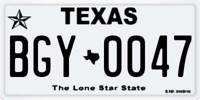 TX license plate BGY0047
