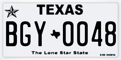 TX license plate BGY0048
