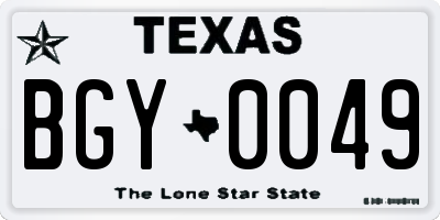 TX license plate BGY0049