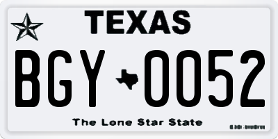 TX license plate BGY0052