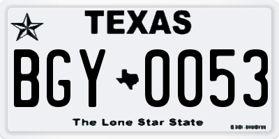 TX license plate BGY0053