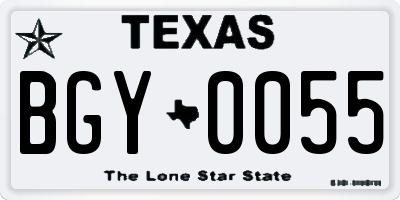 TX license plate BGY0055