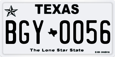 TX license plate BGY0056